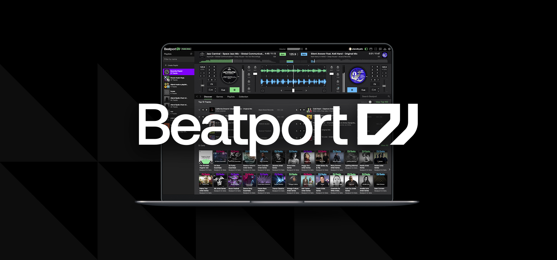 Beatport Online DJ app laptop